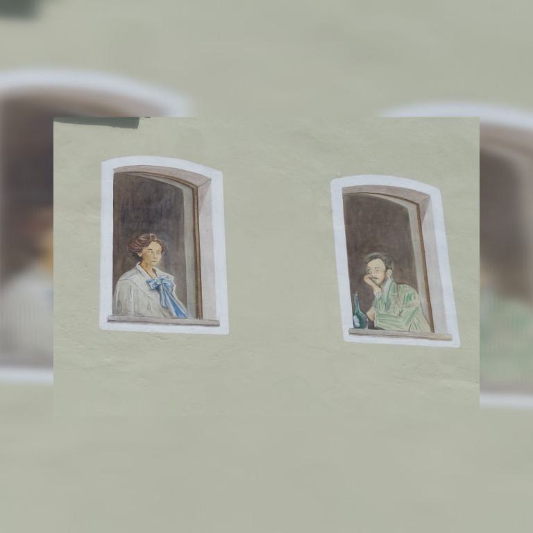 Münter und Kandinsky schauen aus dem Fenster von Danze Panele 