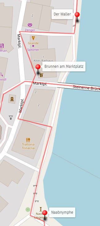 Skizze: Vom Schmidwöhr über den Marktplatz zur Uferpromenade